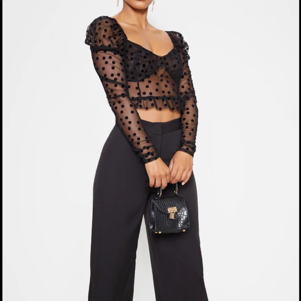 Pretty Little Thing Mesh Polka Dot Crop